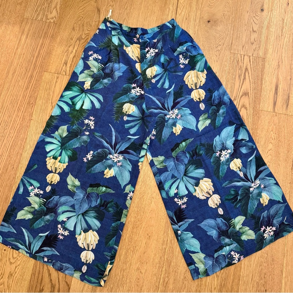 FARM Rio Blue and Green Wide Leg pants
